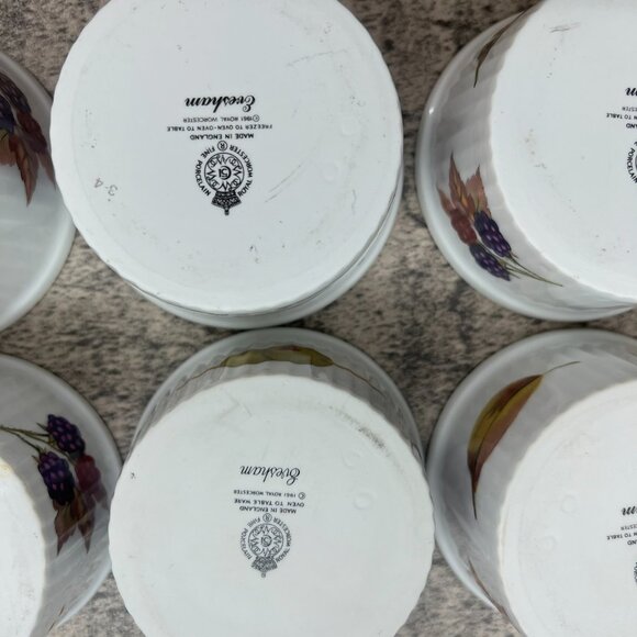 Royal Worcester Fine Porcelain Set of 6 Evesham Ramekin Dish Made in England - Picture 9 of 16